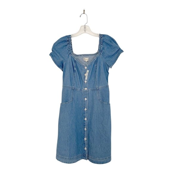Madewell Denim Puff Sleeve Mini Dress NWT - Picture 2 of 7
